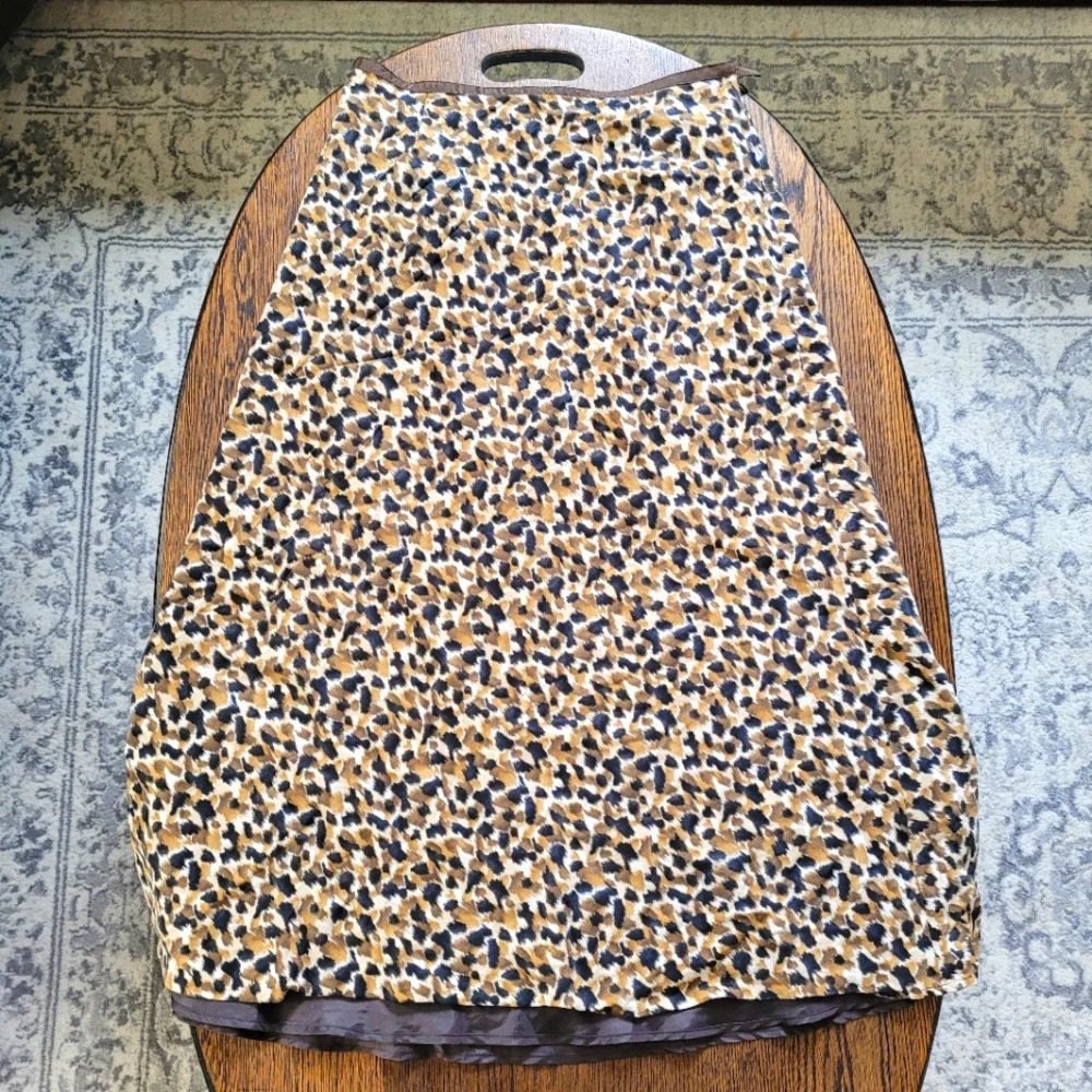 Talbots Midi Length A-line Multi-color Pattern Linen and Silk Skirt Size Women 8